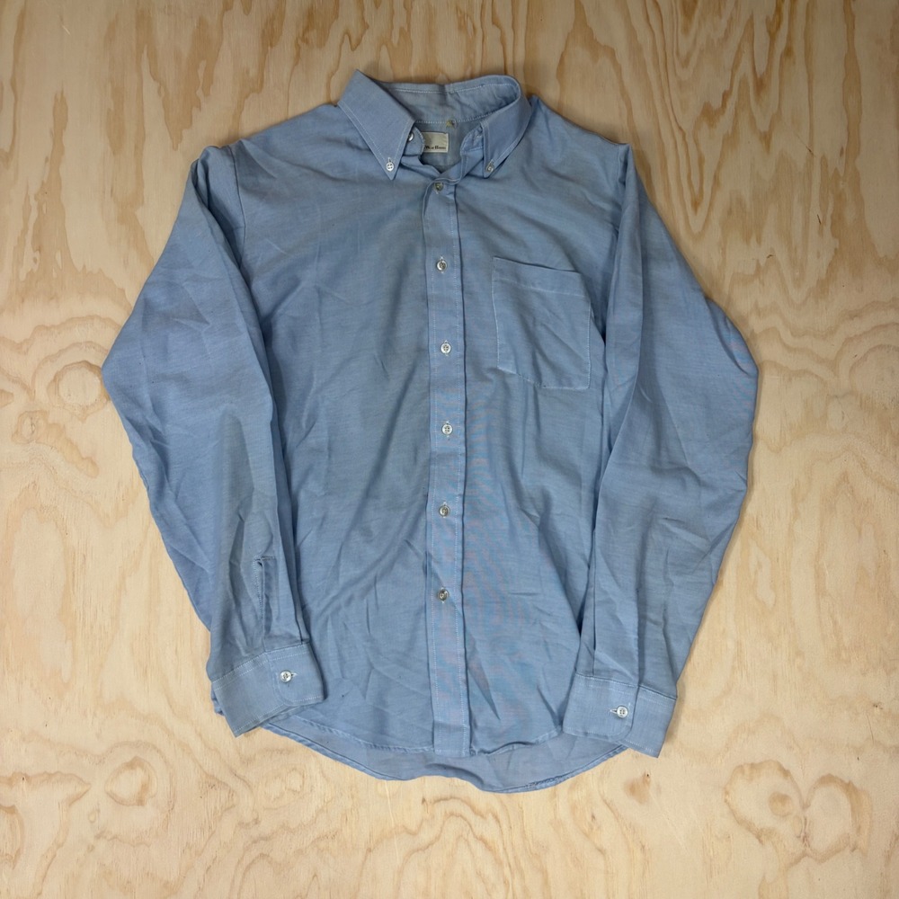 Gentlemens WearHouse Mens Blue Oxford Button Down Shirt Long Sleeve Pocket L